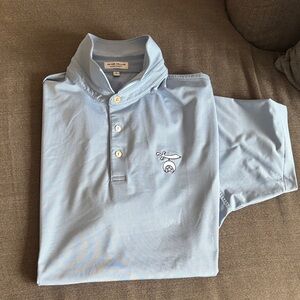 Peter millar Mens large medinah country club course 3 logo golf polo blue